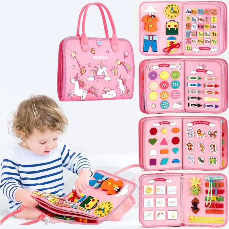 planche d'activité montessori de voyage rose