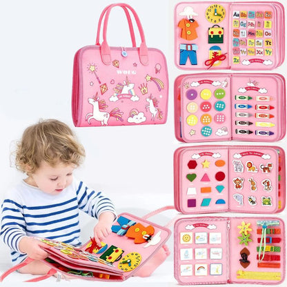 planche d'activité montessori de voyage rose