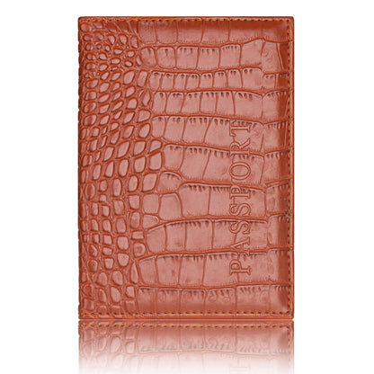 pochette passeport cuir crocodile brun