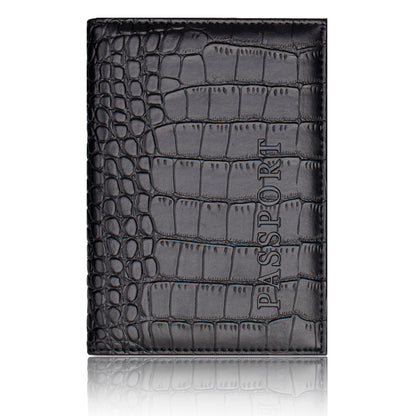 pochette passeport cuir crocodile noir