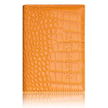 pochette passeport cuir crocodile orange