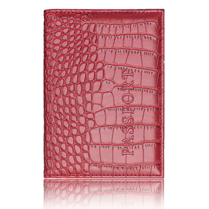 pochette passeport cuir crocodile rouge
