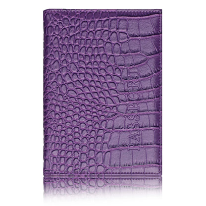 pochette passeport cuir crocodile violet