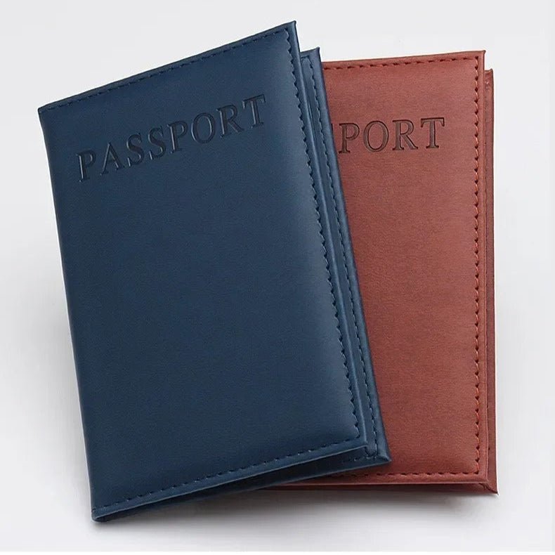 pochette passeport voyage bleu et brun