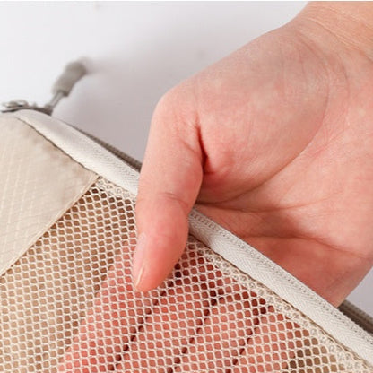 pochette rangement valise voyage beige 5 pieces mesh transparent