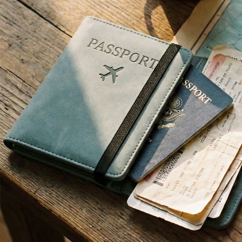 protege passeport bleu sur une table