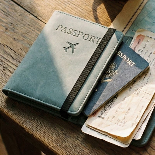 protege passeport bleu sur une table