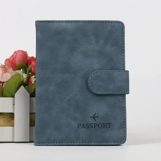 protege passeport en cuir étanche bleu foncé