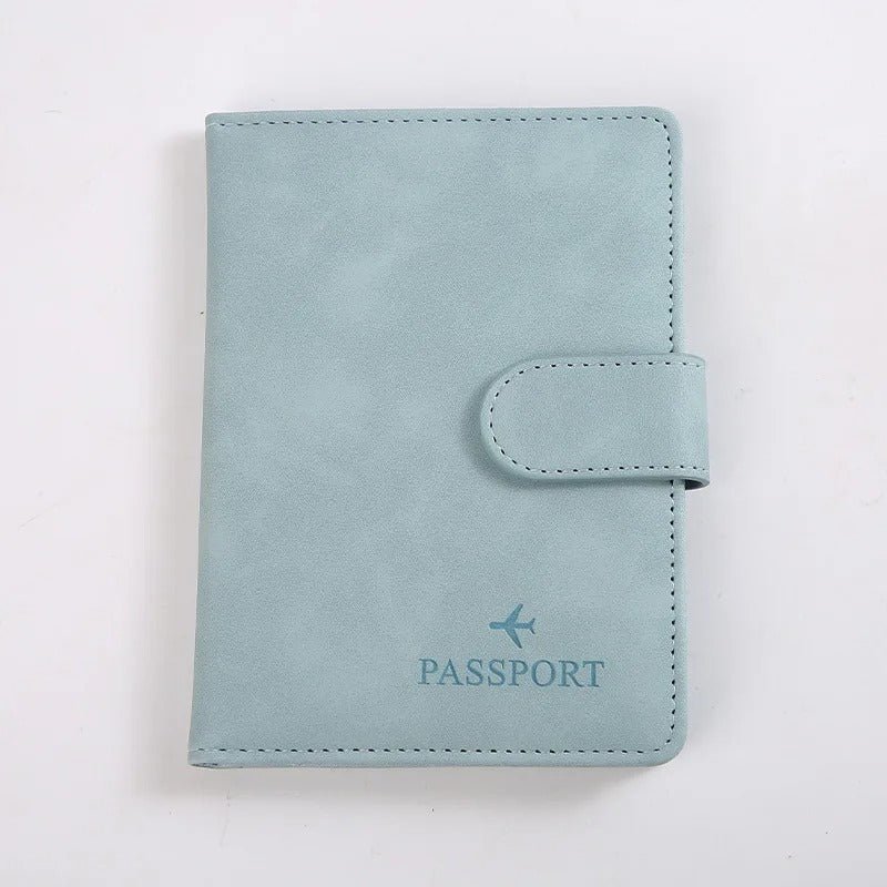 protege passeport en cuir étanche bleu clair