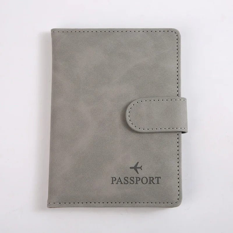 protege passeport en cuir étanche gris