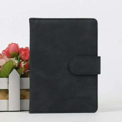 protege passeport en cuir étanche noir