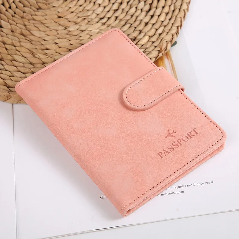 protege passeport en cuir étanche rose