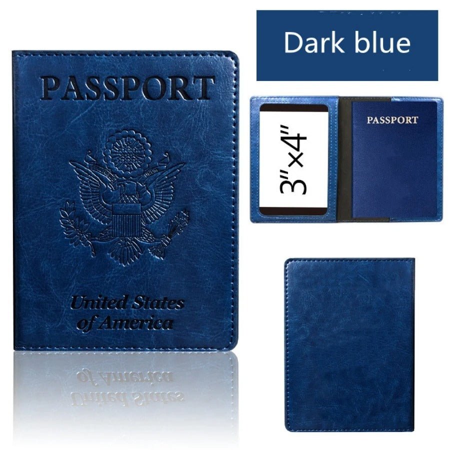 protege passeport en cuir voyage bleu