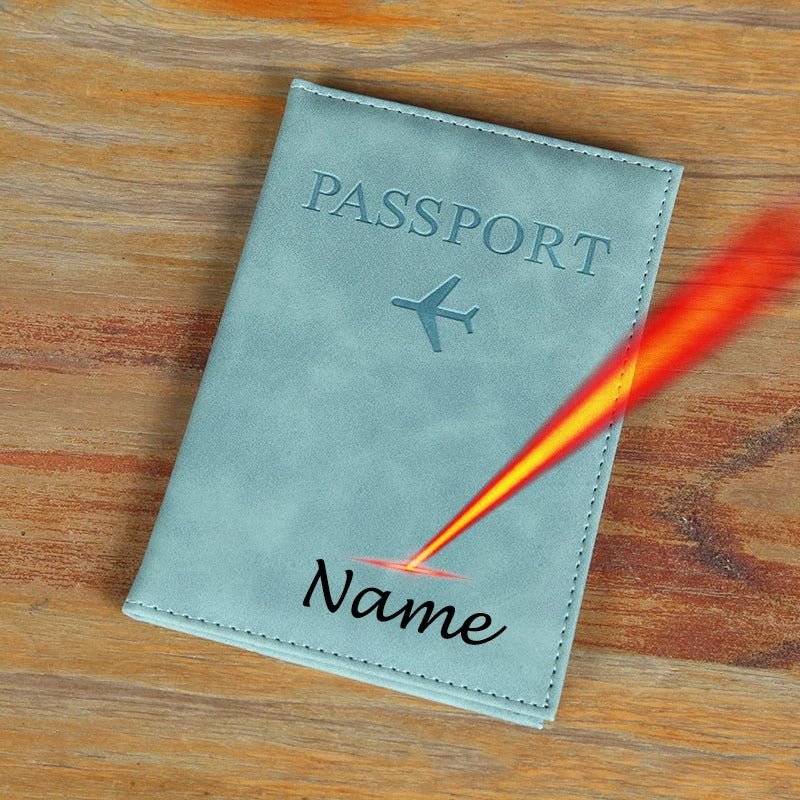protege passeport personnalisé bleu clair