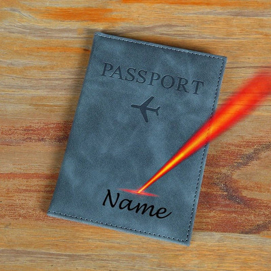 protege passeport personnalisé bleu foncé