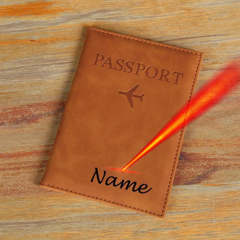 protege passeport personnalisé brun