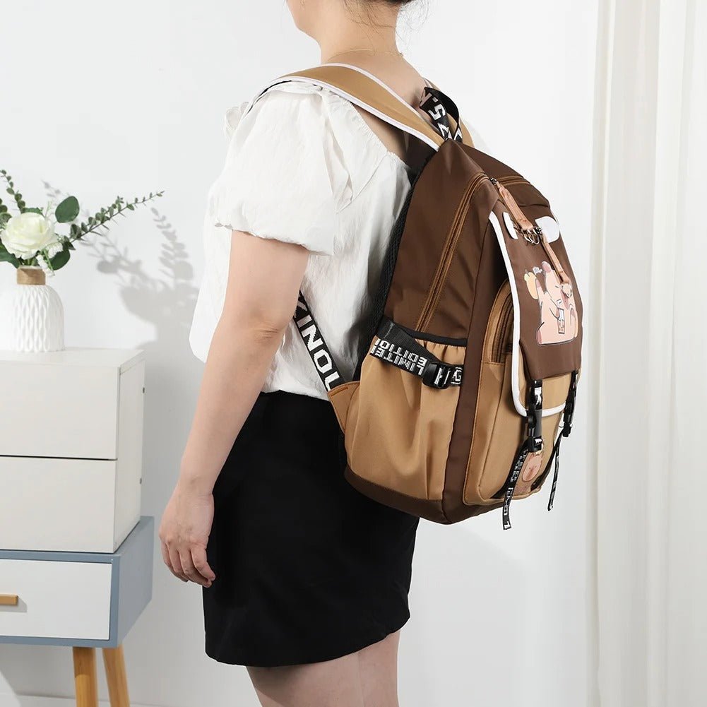 Sac à Dos Enfant Capybara En Peluche - Mini Sac école Mignon - Poches Zippées, Bretelles Réglables - Pour Fille Garçon