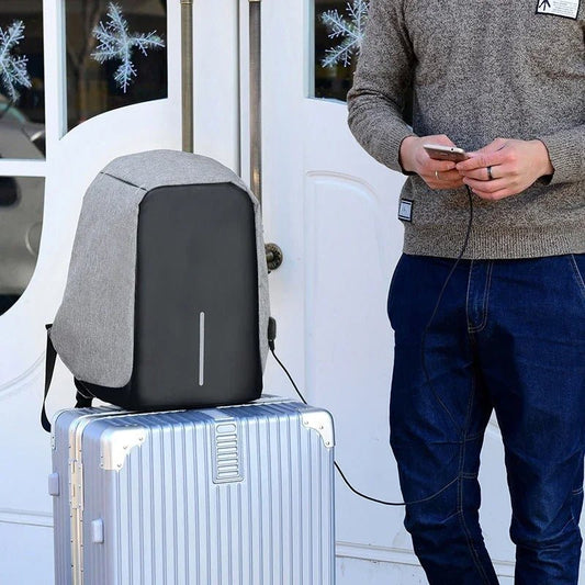 sac a dos anti pickpocket de voyage sur valise