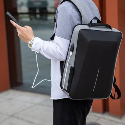 sac a dos antivol coque rigide business homme gris clair