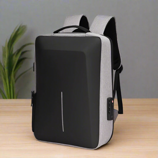sac a dos antivol coque rigide gris clair design