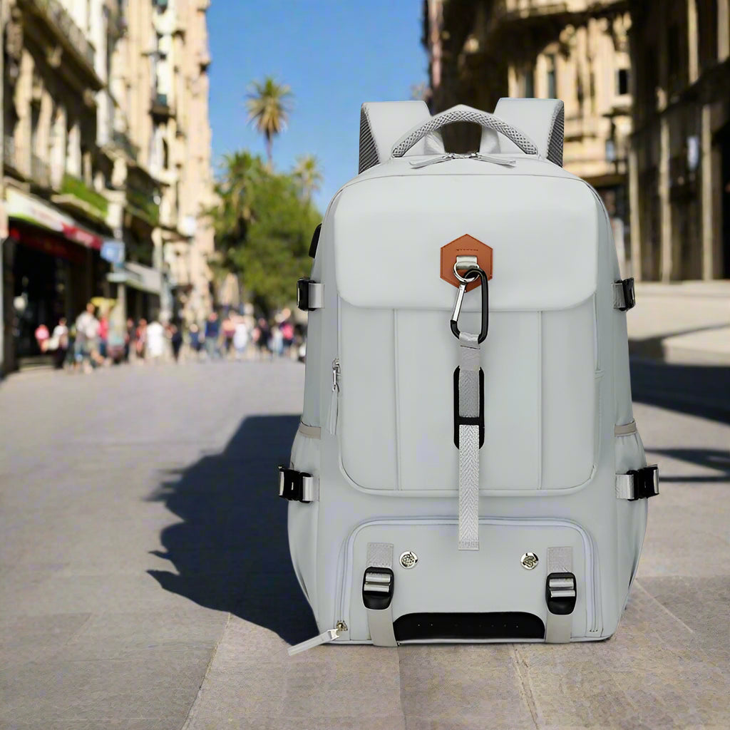 sac a dos antivol de voyage gris