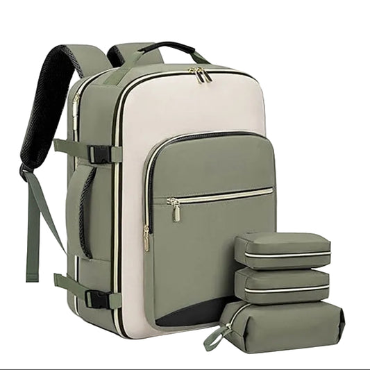 sac a dos cabine vert et pochettes de rangement