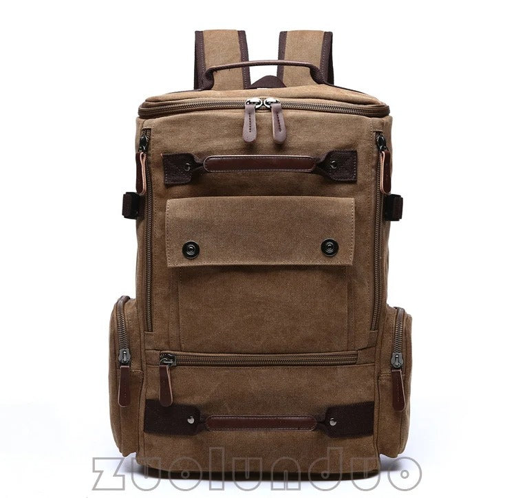 sac a dos en toile vintage brun