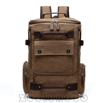 sac a dos en toile vintage brun