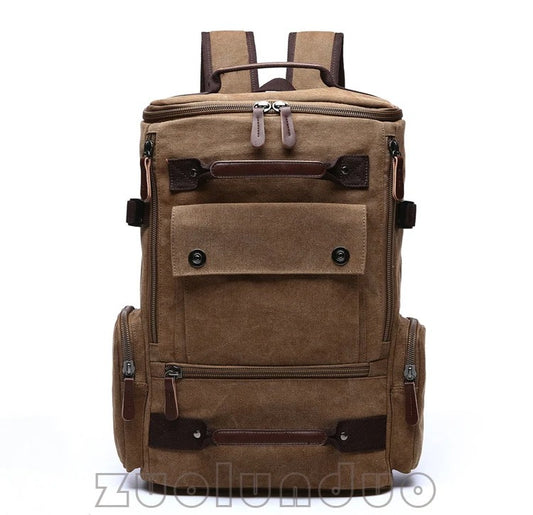 sac a dos en toile vintage brun