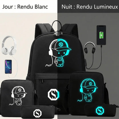 Comparaison du rendu du sac a dos enfant lumineux jour et nuit