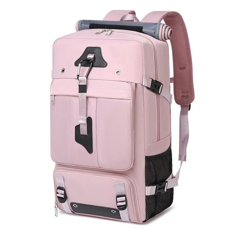 Dakuly Sac De Sport 55L – Compartiment Chaussures Et Poche Humide – 12 Poches, Imperméable, Bandoulière Amovible – Pour Gym, Yoga, Voyage – Rose