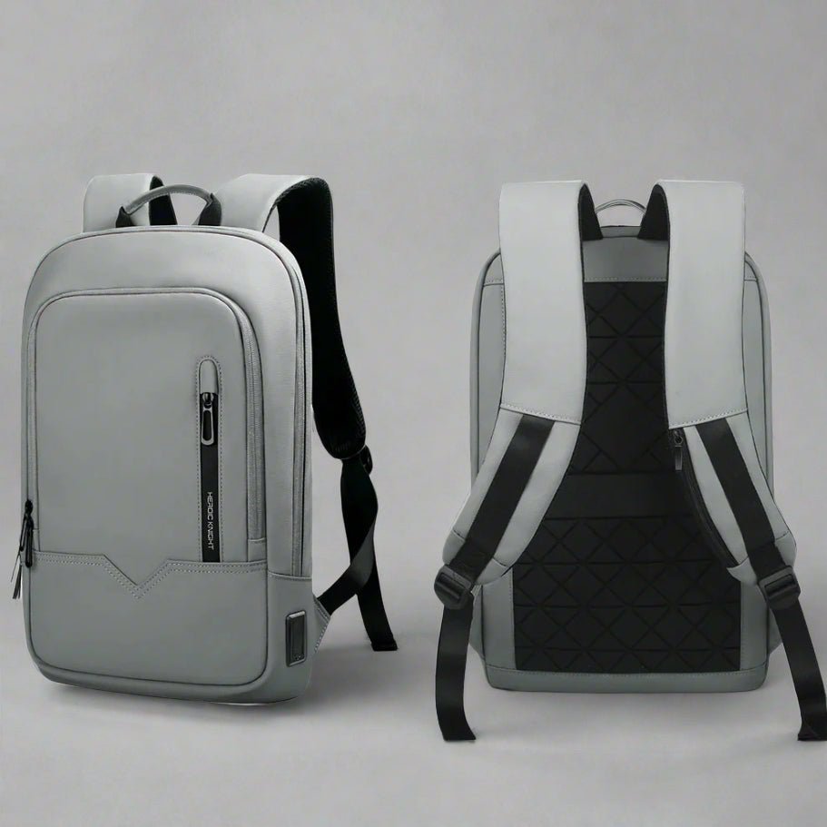 sac a dos ordinateur minimaliste et etanche gris recto verso