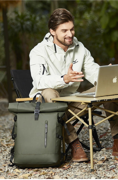sac a dos roll top backpack avec port usb camping