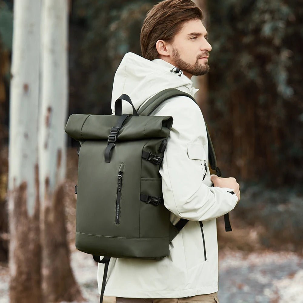 sac a dos roll top backpack avec port usb homme élégant