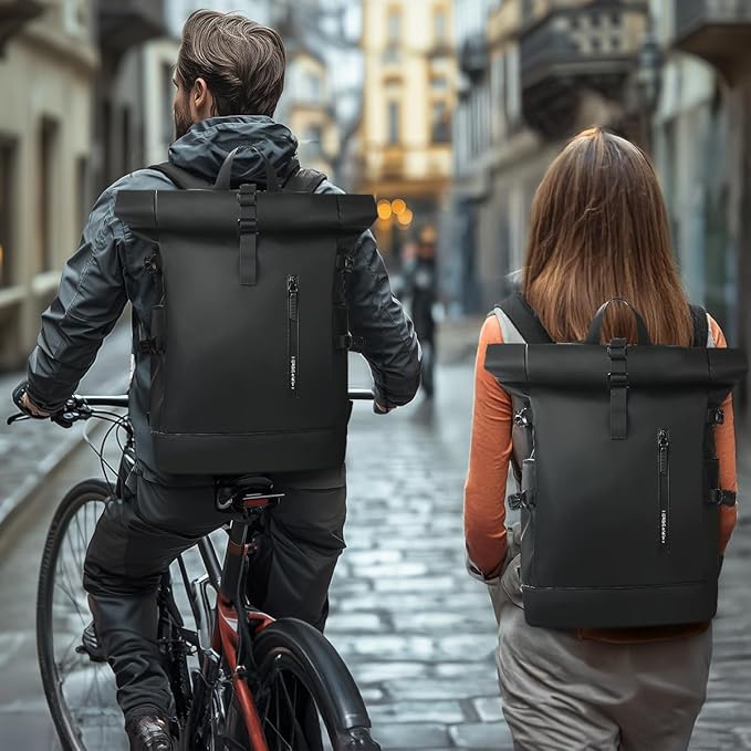 sac a dos roll top backpack avec port usb homme et femme