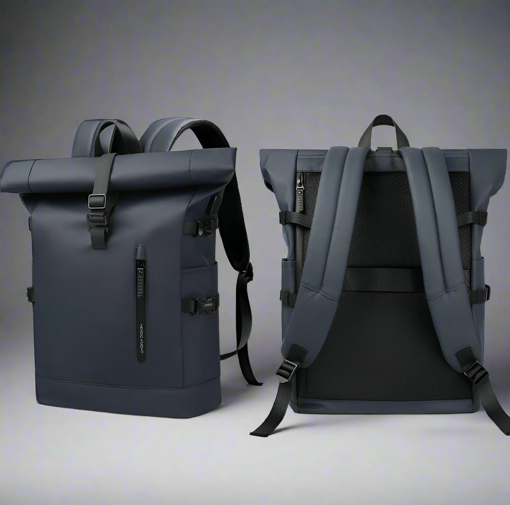 sac a dos roll top backpack avec port usb recto et verso