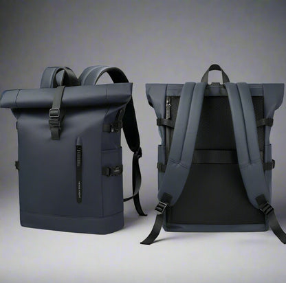 sac a dos roll top backpack avec port usb recto et verso