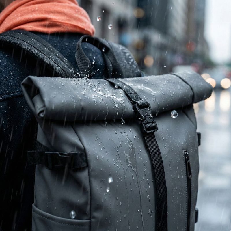 sac a dos roll top imperméable temps pluvieux