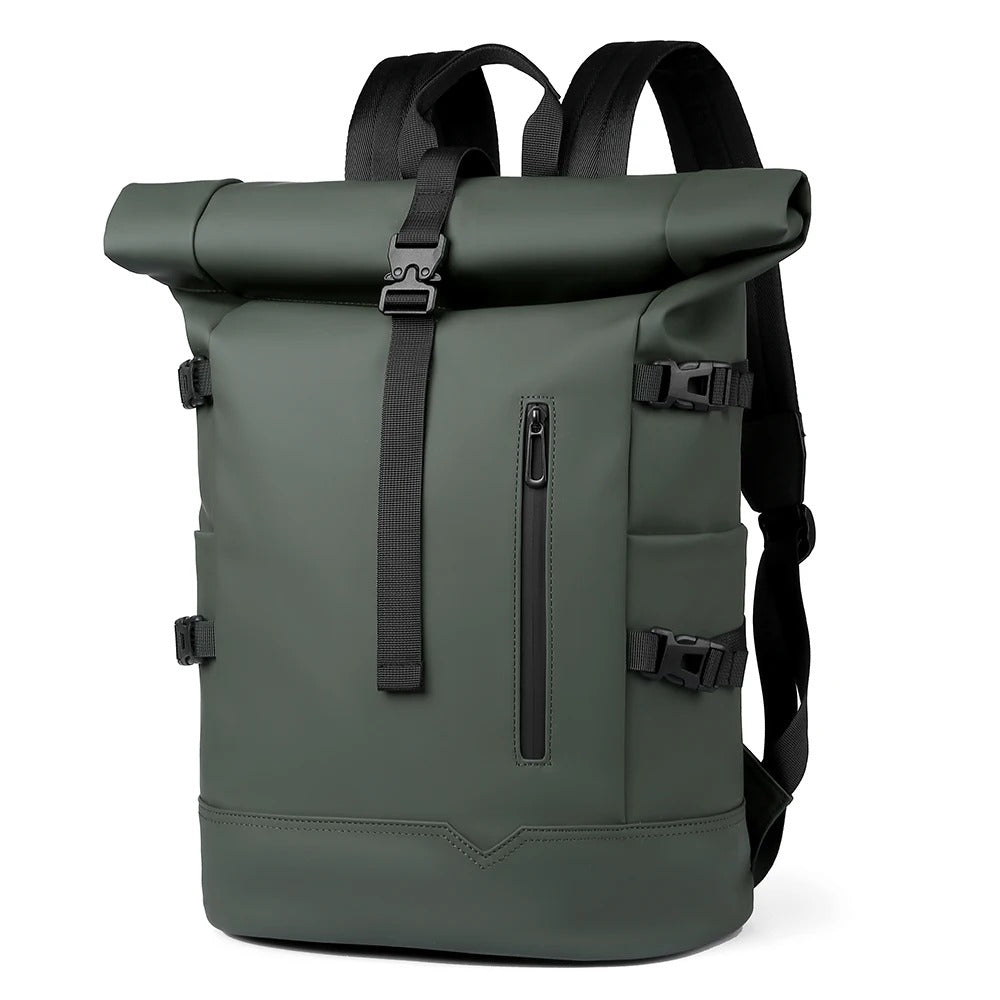 sac a dos roll top imperméable vert