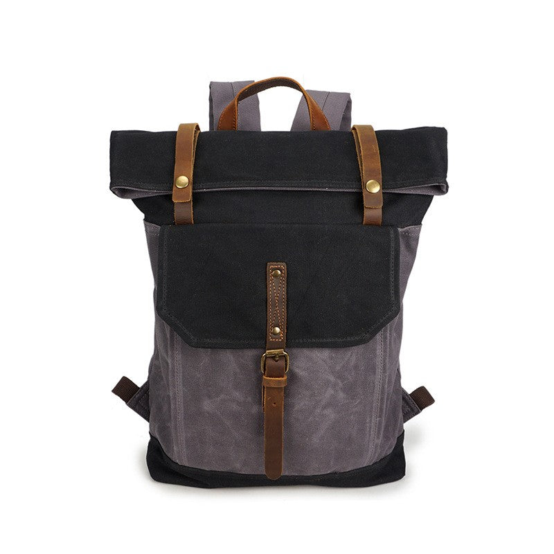 sac à dos roll top vintage noir et gris