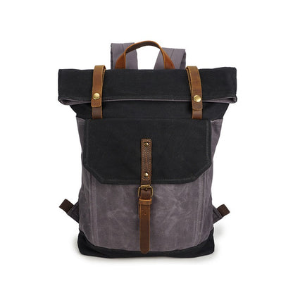 sac à dos roll top vintage noir et gris