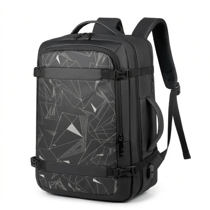 Sac à dos valise cabine extensible, modèle graphique noir, vue principale