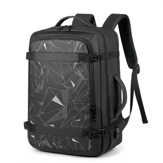 Sac à dos valise cabine extensible, modèle graphique noir, vue principale