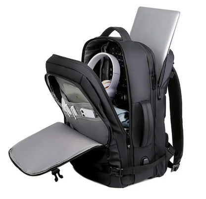 Sac à dos valise cabine extensible avec ses différents compartiments de rangement