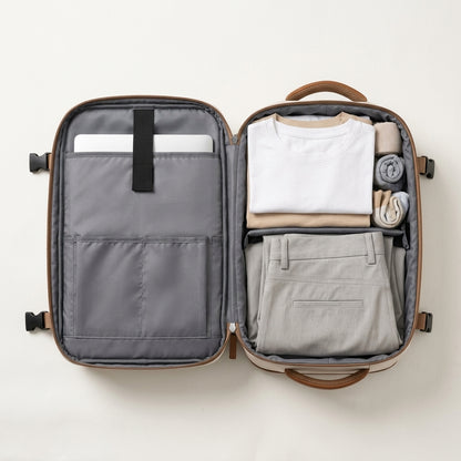 Sac à dos voyage cabine Explorer ouvert avec rangements intérieurs