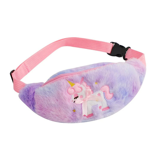 sac banane enfant fille coloree peluche violet