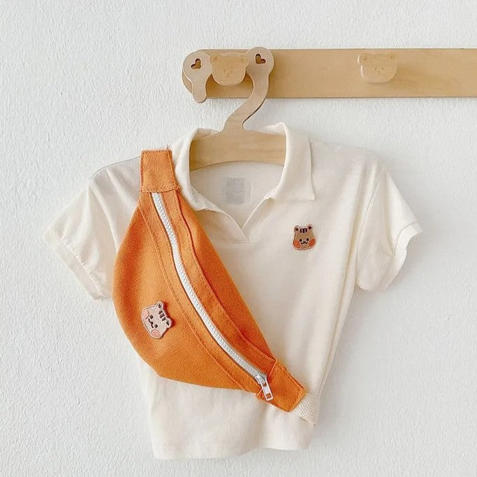 sac banane enfant petit ourson orange accroché