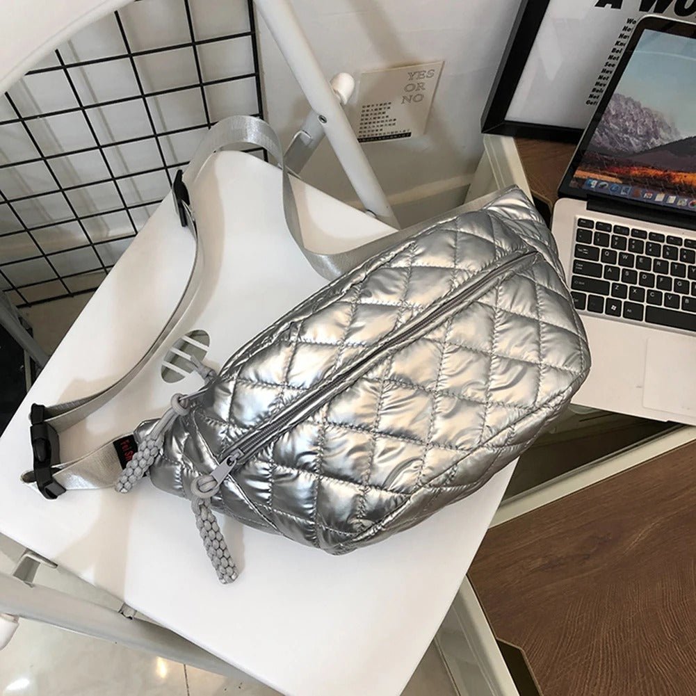 sac banane femme matelasse argent