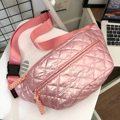 sac banane femme matelassé rose