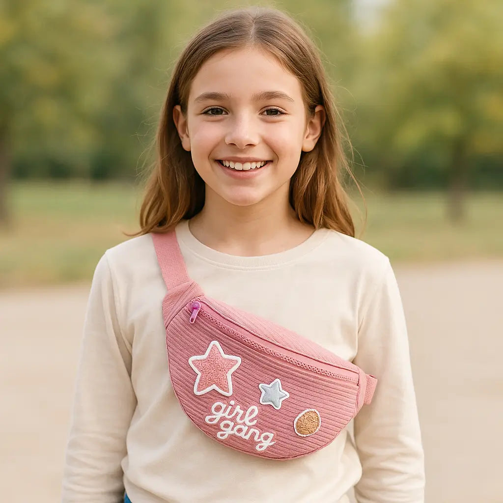 sac banane fille 12 ans girl gang portée en bandoulière par une fille souriante